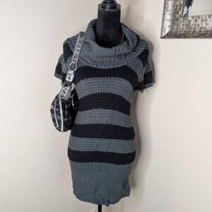 Black and grey striped sweater dress Large